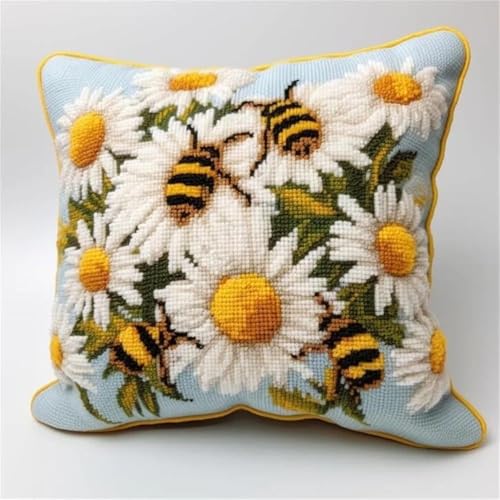 JUYIYUANFUZH KnüPfkissen Set Kissenbezug Teppich Stickerei SetBiene Und Blumen BKnüPfset KnüPfbild FüR AnfäNger, Erwachsene, Kissen Zum SelberknüPfen 43 x 43 cm JUYIYUANFUZH KnüPfkissen Set Kissenbezug Teppich Stickerei SetBiene Und Blumen BKnüPfset KnüPfbild FüR AnfäNger, Erwachsene, Kissen Zum SelberknüPfen 43 x 43 cm von JUYIYUANFUZH
