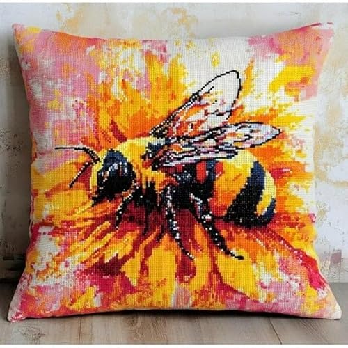 JUYIYUANFUZH KnüPfkissen Set Kissenbezug Teppich Stickerei SetBiene Und BlumenKnüPfset KnüPfbild FüR AnfäNger, Erwachsene, Kissen Zum SelberknüPfen 43 x 43 cm JUYIYUANFUZH KnüPfkissen Set Kissenbezug Teppich Stickerei SetBiene Und BlumenKnüPfset KnüPfbild FüR AnfäNger, Erwachsene, Kissen Zum SelberknüPfen 43 x 43 cm von JUYIYUANFUZH