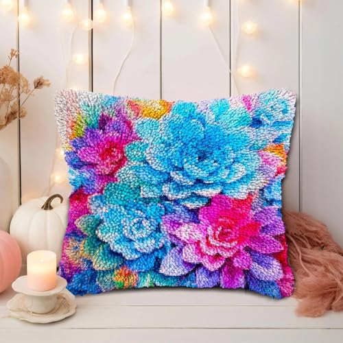 JUYIYUANFUZH KnüPfkissen Set Kissenbezug Teppich Stickerei SetBunte SukkulentenKnüPfset KnüPfbild FüR AnfäNger, Erwachsene, Kissen Zum SelberknüPfen 43 x 43 cm JUYIYUANFUZH KnüPfkissen Set Kissenbezug Teppich Stickerei SetBunte SukkulentenKnüPfset KnüPfbild FüR AnfäNger, Erwachsene, Kissen Zum SelberknüPfen 43 x 43 cm von JUYIYUANFUZH