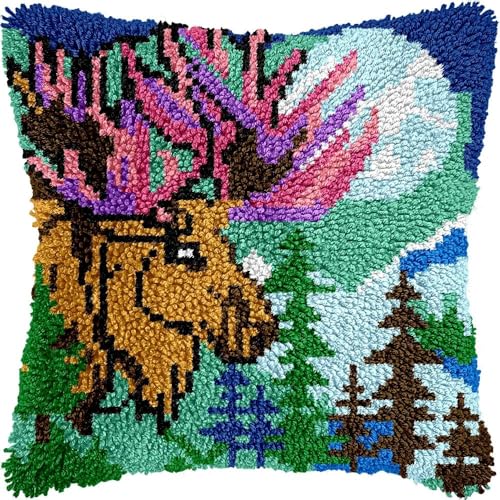 JUYIYUANFUZH KnüPfkissen Set Kissenbezug Teppich Stickerei SetElch Im WaldKnüPfset KnüPfbild FüR AnfäNger, Erwachsene, Kissen Zum SelberknüPfen 43 x 43 cm JUYIYUANFUZH KnüPfkissen Set Kissenbezug Teppich Stickerei SetElch Im WaldKnüPfset KnüPfbild FüR AnfäNger, Erwachsene, Kissen Zum SelberknüPfen 43 x 43 cm von JUYIYUANFUZH