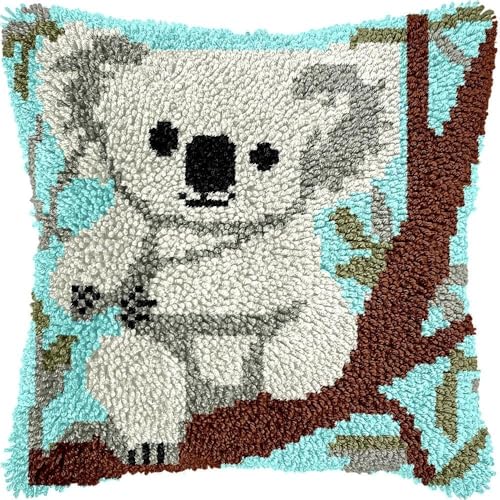 JUYIYUANFUZH KnüPfkissen Set Kissenbezug Teppich Stickerei SetKoala Auf Dem BaumKnüPfset KnüPfbild FüR AnfäNger, Erwachsene, Kissen Zum SelberknüPfen 43 x 43 cm JUYIYUANFUZH KnüPfkissen Set Kissenbezug Teppich Stickerei SetKoala Auf Dem BaumKnüPfset KnüPfbild FüR AnfäNger, Erwachsene, Kissen Zum SelberknüPfen 43 x 43 cm von JUYIYUANFUZH