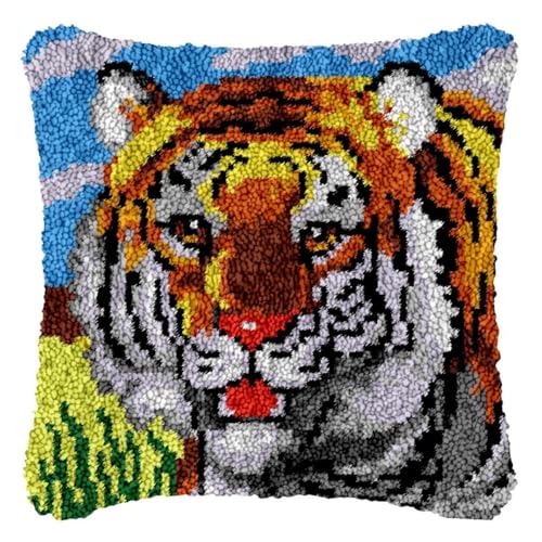 JUYIYUANFUZH KnüPfkissen Set Kissenbezug Teppich Stickerei SetMäChtiger TigerKnüPfset KnüPfbild FüR AnfäNger, Erwachsene, Kissen Zum SelberknüPfen 43 x 43 cm JUYIYUANFUZH KnüPfkissen Set Kissenbezug Teppich Stickerei SetMäChtiger TigerKnüPfset KnüPfbild FüR AnfäNger, Erwachsene, Kissen Zum SelberknüPfen 43 x 43 cm von JUYIYUANFUZH