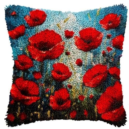 JUYIYUANFUZH KnüPfkissen Set Kissenbezug Teppich Stickerei SetRoter Mohn AKnüPfset KnüPfbild FüR AnfäNger, Erwachsene, Kissen Zum SelberknüPfen 43 x 43 cm JUYIYUANFUZH KnüPfkissen Set Kissenbezug Teppich Stickerei SetRoter Mohn AKnüPfset KnüPfbild FüR AnfäNger, Erwachsene, Kissen Zum SelberknüPfen 43 x 43 cm von JUYIYUANFUZH