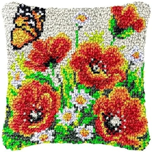 JUYIYUANFUZH KnüPfkissen Set Kissenbezug Teppich Stickerei SetRoter Mohn BKnüPfset KnüPfbild FüR AnfäNger, Erwachsene, Kissen Zum SelberknüPfen 43 x 43 cm JUYIYUANFUZH KnüPfkissen Set Kissenbezug Teppich Stickerei SetRoter Mohn BKnüPfset KnüPfbild FüR AnfäNger, Erwachsene, Kissen Zum SelberknüPfen 43 x 43 cm von JUYIYUANFUZH