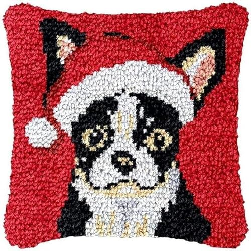 JUYIYUANFUZH KnüPfkissen Set Kissenbezug Teppich Stickerei SetStierkampfstier Mit HutKnüPfset KnüPfbild FüR AnfäNger, Erwachsene, Kissen Zum SelberknüPfen 43 x 43 cm von JUYIYUANFUZH