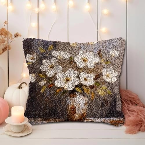 JUYIYUANFUZH KnüPfkissen Set Kissenbezug Teppich Stickerei SetSüßE WeißE VaseKnüPfset KnüPfbild FüR AnfäNger, Erwachsene, Kissen Zum SelberknüPfen 43 x 43 cm JUYIYUANFUZH KnüPfkissen Set Kissenbezug Teppich Stickerei SetSüßE WeißE VaseKnüPfset KnüPfbild FüR AnfäNger, Erwachsene, Kissen Zum SelberknüPfen 43 x 43 cm von JUYIYUANFUZH