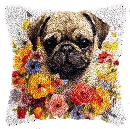 JUYIYUANFUZH KnüPfkissen Set Kissenbezug Teppich Stickerei SetSüßEr Hund Mit GirlandeKnüPfset KnüPfbild FüR AnfäNger, Erwachsene, Kissen Zum SelberknüPfen 43 x 43 cm JUYIYUANFUZH KnüPfkissen Set Kissenbezug Teppich Stickerei SetSüßEr Hund Mit GirlandeKnüPfset KnüPfbild FüR AnfäNger, Erwachsene, Kissen Zum SelberknüPfen 43 x 43 cm von JUYIYUANFUZH