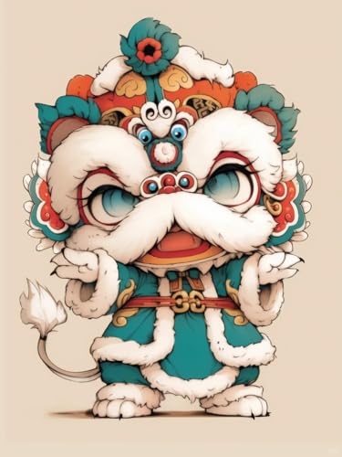 JUYIYUANFUZH Kreuzstich Set Vorgedruckt 11CT Cartoon-LöWentanz 12 Sticken FüR AnfäNger Hobby Erwachsene Basteln FüR Home Wall DéCor15.7 * 19.7In von JUYIYUANFUZH