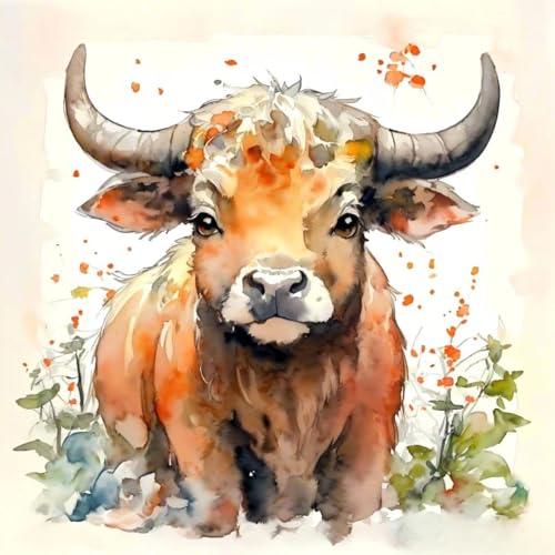 JUYIYUANFUZH Stickset Erwachsene Kreuzstich Stickpackungen Bilder 11CT BlüTenblatt-Stern Aquarell-Bulle B Kreuzstich Set FüR AnfäNger Basteln Erwachsene40×50Cm von JUYIYUANFUZH