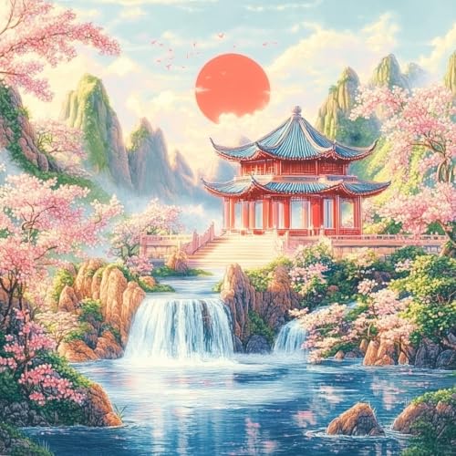 JUYIYUANFUZH Stickset Erwachsene Kreuzstich Stickpackungen Bilder 11CT Blumen Und Seeblick A Kreuzstich Set FüR AnfäNger Basteln Erwachsene40×50Cm von JUYIYUANFUZH