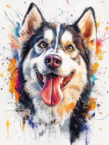 JUYIYUANFUZH Stickset Erwachsene Kreuzstich Stickpackungen Bilder 11CT Bunter Hund A Kreuzstich Set FüR AnfäNger Basteln Erwachsene40×50Cm von JUYIYUANFUZH