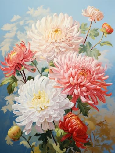 JUYIYUANFUZH Stickset Erwachsene Kreuzstich Stickpackungen Bilder 11CT Chrysantheme In ÖLgemäLde B Kreuzstich Set FüR AnfäNger Basteln Erwachsene40×50Cm von JUYIYUANFUZH
