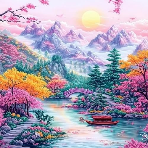 JUYIYUANFUZH Stickset Erwachsene Kreuzstich Stickpackungen Bilder 11CT Farbenfrohe Landschaft A Kreuzstich Set FüR AnfäNger Basteln Erwachsene40×50Cm von JUYIYUANFUZH