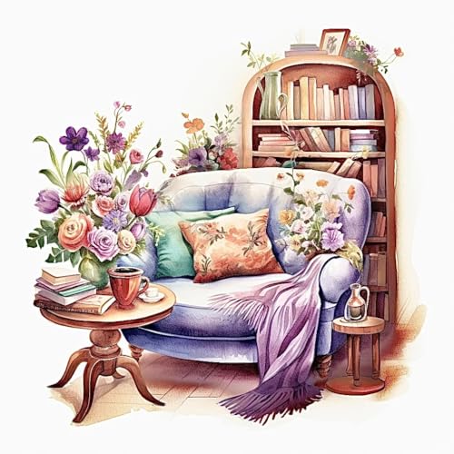 JUYIYUANFUZH Stickset Erwachsene Kreuzstich Stickpackungen Bilder 11CT GemüTliche Leseecke 2 Kreuzstich Set FüR AnfäNger Basteln Erwachsene40×50Cm von JUYIYUANFUZH