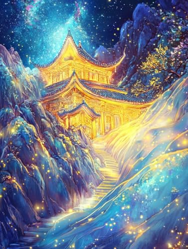 JUYIYUANFUZH Stickset Erwachsene Kreuzstich Stickpackungen Bilder 11CT Glitzerlandschaft 1 Kreuzstich Set FüR AnfäNger Basteln Erwachsene40×50Cm von JUYIYUANFUZH