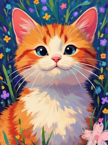 JUYIYUANFUZH Stickset Erwachsene Kreuzstich Stickpackungen Bilder 11CT Katzenblumenwelt B Kreuzstich Set FüR AnfäNger Basteln Erwachsene40×50Cm von JUYIYUANFUZH