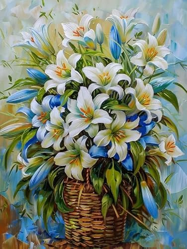 JUYIYUANFUZH Stickset Erwachsene Kreuzstich Stickpackungen Bilder 11CT Lilien-ÖLgemäLde 2 Kreuzstich Set FüR AnfäNger Basteln Erwachsene40×50Cm von JUYIYUANFUZH