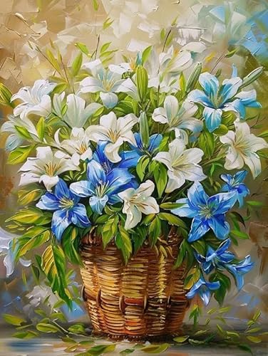 JUYIYUANFUZH Stickset Erwachsene Kreuzstich Stickpackungen Bilder 11CT Lilien-ÖLgemäLde 4 Kreuzstich Set FüR AnfäNger Basteln Erwachsene40×50Cm von JUYIYUANFUZH