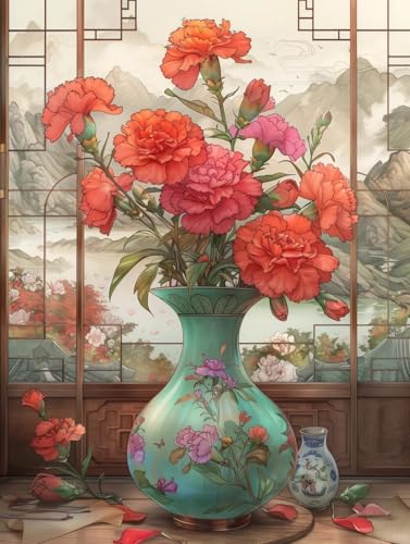 JUYIYUANFUZH Stickset Erwachsene Kreuzstich Stickpackungen Bilder 11CT Nelke Im Chinesischen Stil 5 Kreuzstich Set FüR AnfäNger Basteln Erwachsene40×50Cm von JUYIYUANFUZH