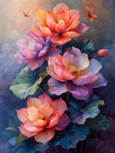 JUYIYUANFUZH Stickset Erwachsene Kreuzstich Stickpackungen Bilder 11CT Sommerlotus Und Libelle 1 Kreuzstich Set FüR AnfäNger Basteln Erwachsene40×50Cm von JUYIYUANFUZH