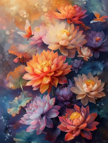 JUYIYUANFUZH Stickset Erwachsene Kreuzstich Stickpackungen Bilder 11CT Sommerlotus Und Libelle 4 Kreuzstich Set FüR AnfäNger Basteln Erwachsene40×50Cm von JUYIYUANFUZH