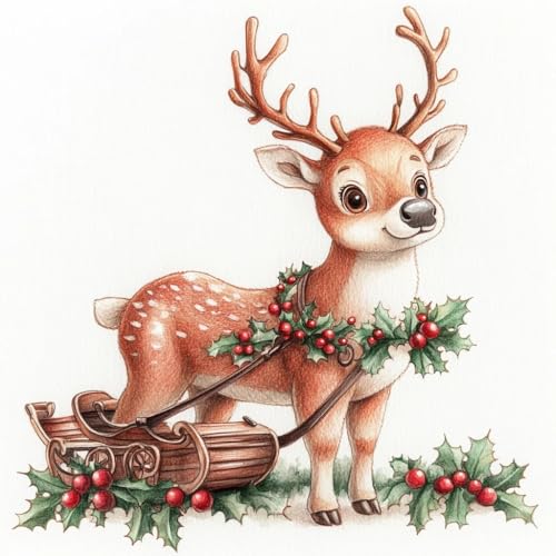 JUYIYUANFUZH Stickset Erwachsene Kreuzstich Stickpackungen Bilder 11CT Weihnachtshirsch 2 Kreuzstich Set FüR AnfäNger Basteln Erwachsene40×50Cm von JUYIYUANFUZH