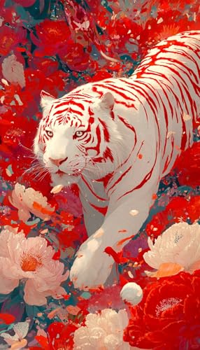 JUYIYUANFUZH Stickset Erwachsene Kreuzstich Stickpackungen Bilder 11CT WeißEr Tiger In Roter Blume B Kreuzstich Set FüR AnfäNger Basteln Erwachsene40×50Cm JUYIYUANFUZH Stickset Erwachsene Kreuzstich Stickpackungen Bilder 11CT WeißEr Tiger In Roter Blume B Kreuzstich Set FüR AnfäNger Basteln Erwachsene40×50Cm von JUYIYUANFUZH