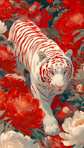JUYIYUANFUZH Stickset Erwachsene Kreuzstich Stickpackungen Bilder 11CT WeißEr Tiger In Roter Blume C Kreuzstich Set FüR AnfäNger Basteln Erwachsene40×50Cm JUYIYUANFUZH Stickset Erwachsene Kreuzstich Stickpackungen Bilder 11CT WeißEr Tiger In Roter Blume C Kreuzstich Set FüR AnfäNger Basteln Erwachsene40×50Cm von JUYIYUANFUZH
