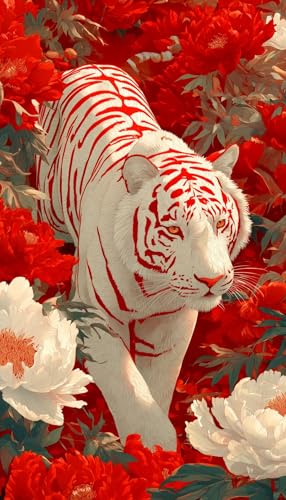 JUYIYUANFUZH Stickset Erwachsene Kreuzstich Stickpackungen Bilder 11CT WeißEr Tiger In Roter Blume D Kreuzstich Set FüR AnfäNger Basteln Erwachsene40×50Cm JUYIYUANFUZH Stickset Erwachsene Kreuzstich Stickpackungen Bilder 11CT WeißEr Tiger In Roter Blume D Kreuzstich Set FüR AnfäNger Basteln Erwachsene40×50Cm von JUYIYUANFUZH