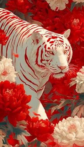 JUYIYUANFUZH Stickset Erwachsene Kreuzstich Stickpackungen Bilder 11CT WeißEr Tiger Zwischen Roten Blumen E Kreuzstich Set FüR AnfäNger Basteln Erwachsene40×50Cm JUYIYUANFUZH Stickset Erwachsene Kreuzstich Stickpackungen Bilder 11CT WeißEr Tiger Zwischen Roten Blumen E Kreuzstich Set FüR AnfäNger Basteln Erwachsene40×50Cm von JUYIYUANFUZH