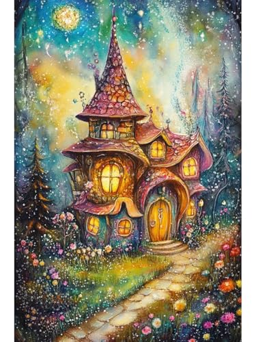 JUYIYUANFUZH Stickset Erwachsene Kreuzstich Stickpackungen Bilder 11CT Zauberhaus 4 Kreuzstich Set FüR AnfäNger Basteln Erwachsene40×50Cm von JUYIYUANFUZH