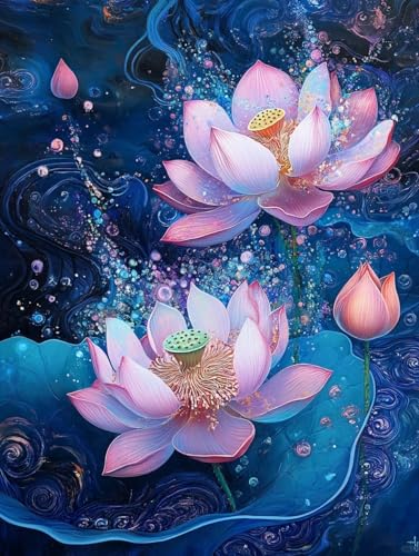 Stickset Erwachsene Kreuzstich Stickpackungen Bilder 11CT Juni-Lotus 1 Kreuzstich Set FüR AnfäNger Basteln Erwachsene40×50Cm von JUYIYUANFUZH