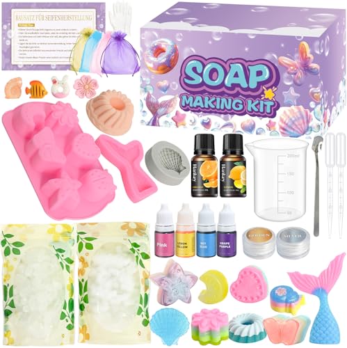 JUYRLE Seife Selber Machen für Kinder, Kreative DIY Set für Anfänger, Bastelset Erwachsene Seifenherstellung, Badebomben Seifen Selber Machen Set als Geburtstage Geschenk für frauen JUYRLE Seife Selber Machen für Kinder, Kreative DIY Set für Anfänger, Bastelset Erwachsene Seifenherstellung, Badebomben Seifen Selber Machen Set als Geburtstage Geschenk für frauen von JUYRLE