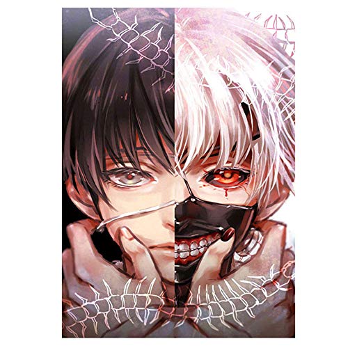 JUZSCQ DIY 5D Diamond Painting Kit Volldiamant Japan Cartoon Anime Tokyo Ghoul Sticker Diamond Wohnzimmer Dekorative Malerei Zuhause Kreuzstich Rahmenlos 40X50Cm von JUZSCQ