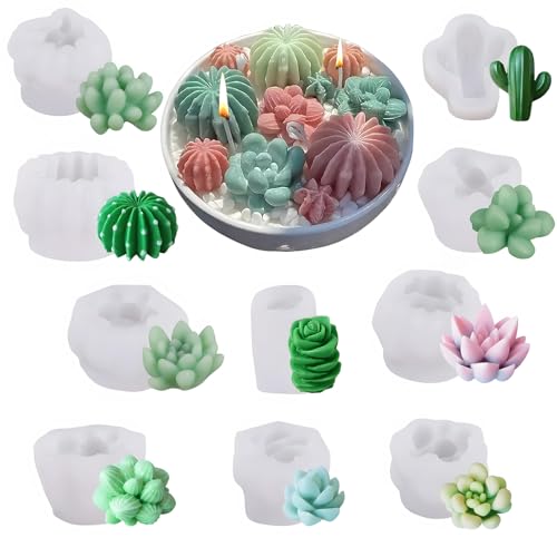 JVHLOV 10 Stück Sukkulenten Silikonformen Set, 3D Silikonformen für Kerzen, Kaktus und Sukkulenten, Ideal für DIY Kerzenherstellung, Harz, Seifen und Dekoration JVHLOV 10 Stück Sukkulenten Silikonformen Set, 3D Silikonformen für Kerzen, Kaktus und Sukkulenten, Ideal für DIY Kerzenherstellung, Harz, Seifen und Dekoration von JVHLOV