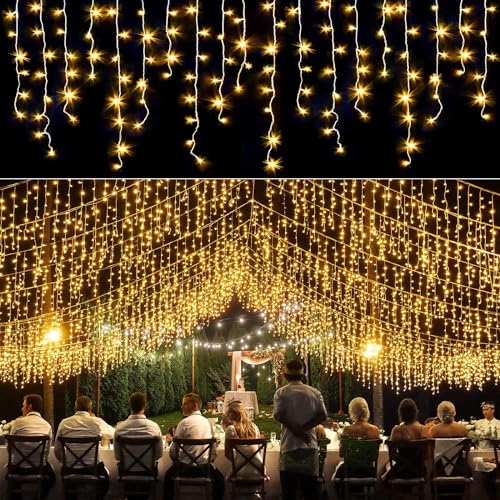 JVURICE® Lichterkette Außen Eisregen Lichterkette Weihnachtsbaum Außen Innen Weihnachtsdeko Lichtervorhang Aussen warmweiß Lichterkette Für Party Weihnachten Deko von JVURICE