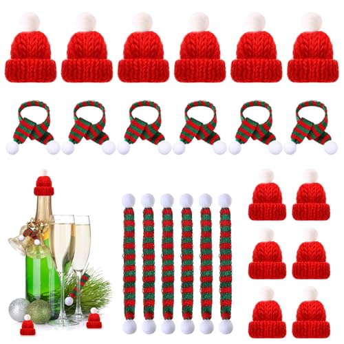 24 Stücke Mini Weihnachtsmützen, Mini Weihnachtsmütze Schal Set, Mini-Strickmütze des Weihnachten, Kleine Weihnachtsmützen für Weihnachten Weinflasche Abdeckung, Weihnachtsdeko, Weihnachtsfeiern 24 Stücke Mini Weihnachtsmützen, Mini Weihnachtsmütze Schal Set, Mini-Strickmütze des Weihnachten, Kleine Weihnachtsmützen für Weihnachten Weinflasche Abdeckung, Weihnachtsdeko, Weihnachtsfeiern von JWDMHSJ