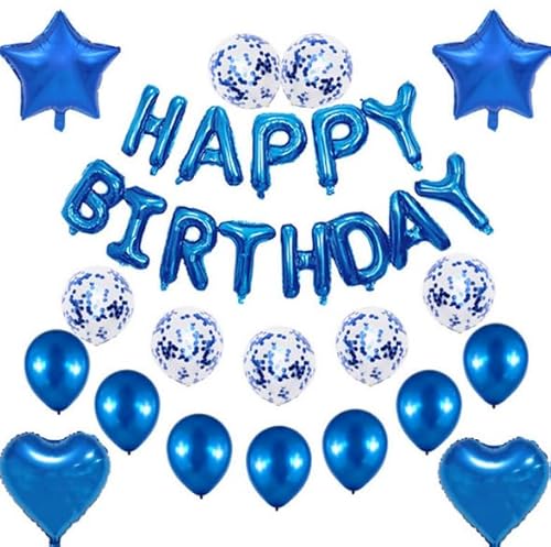 36 Stück Deko Kindergeburtstag Ballon Blau, Luftballons Geburtstag Dekoration Set, Happy Birthday Ballons Banner, Blaue Latex Luftballons mit Band, für Jungen Mädchen Geburtstag 36 Stück Deko Kindergeburtstag Ballon Blau, Luftballons Geburtstag Dekoration Set, Happy Birthday Ballons Banner, Blaue Latex Luftballons mit Band, für Jungen Mädchen Geburtstag von JWKLYZH