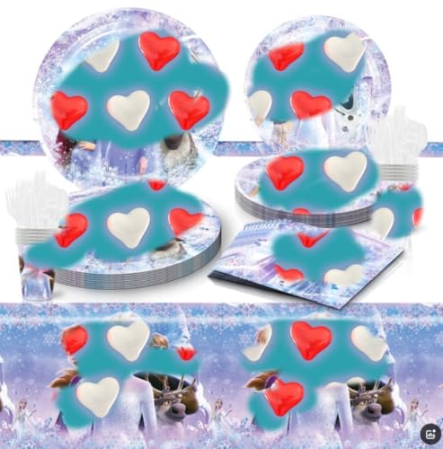 51PCS Prinzessin Geburtstag Party Set, Mädchen Partygeschirr Set Kindergeburtstag Geburtstag Party Supplies Set Teller, Becher, Servietten,Tischdecke Für Kinder Deko Partyzubehör(10 Gäste) von JWKLYZH