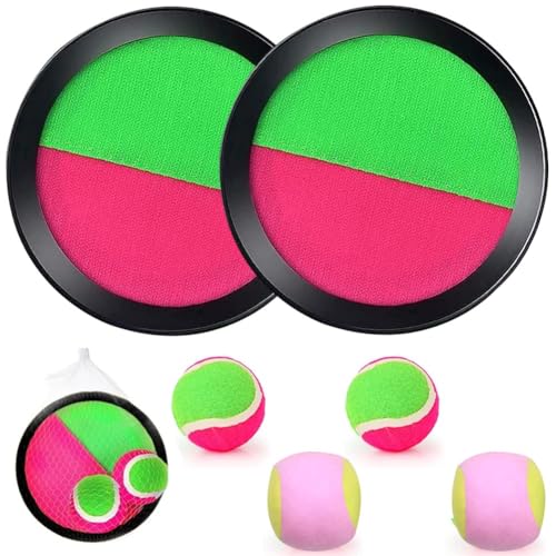 JWKLYZH Klettballspiel für Kinder Set, Strandspiele Wurfspiel, Paddle Toss and Catch Ball Set, Wurf und Fangspiel, 2 Paddles und 4 Bälle, für Alter 3-12 Mädchen Junge Kind Geburtstag Geschenke JWKLYZH Klettballspiel für Kinder Set, Strandspiele Wurfspiel, Paddle Toss and Catch Ball Set, Wurf und Fangspiel, 2 Paddles und 4 Bälle, für Alter 3-12 Mädchen Junge Kind Geburtstag Geschenke von JWKLYZH