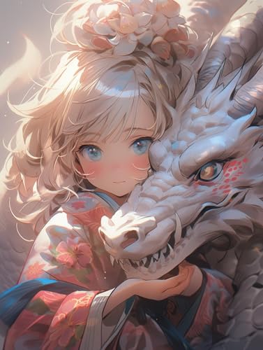 JWPSHIJIE 5D Diamant Kunst Handwerk Bild Kit, Drache und Jungfrau,F,40 * 50cm Leinwand Kreuzstich Stickerei Nach Zahlen Diamond Art Painting Zubehör für Erwachsene, Wohnkultur von JWPSHIJIE