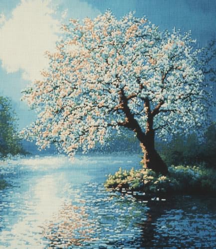 JWPSHIJIE 5D Diamant Painting Full Groß Set,-Blühende Bäume am See 40 * 50cm JWPSHIJIE 5D Diamant Painting Full Groß Set,-Blühende Bäume am See 40 * 50cm von JWPSHIJIE