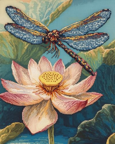 JWPSHIJIE Diamant Painting Bilder,-Lotusblumen und Libellen 40 * 50cm von JWPSHIJIE