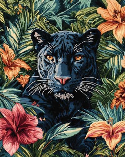 JWPSHIJIE Diamond Painting Erwachsene,-Tierischer schwarzer Panther und Blumen 40 * 50cm JWPSHIJIE Diamond Painting Erwachsene,-Tierischer schwarzer Panther und Blumen 40 * 50cm von JWPSHIJIE