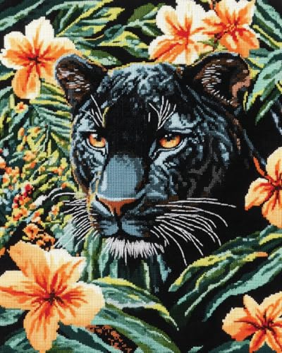 JWPSHIJIE Diamond Painting Set,-Tierischer schwarzer Panther und Blumen 40 * 50cm JWPSHIJIE Diamond Painting Set,-Tierischer schwarzer Panther und Blumen 40 * 50cm von JWPSHIJIE
