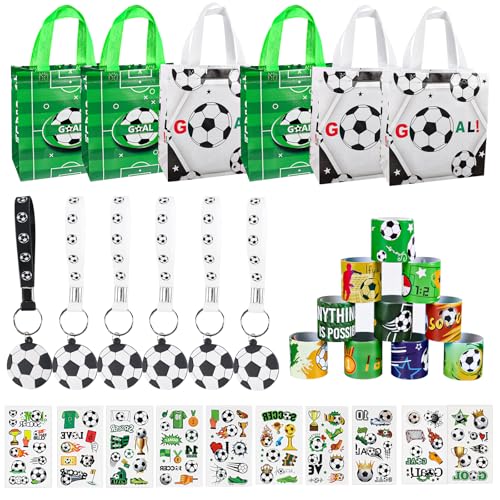 46Pcs Fußball Cartoon Geburtstag Party Geschenk, Fußball Geschenke Kindergeburtstag, Fußball Party Mitgebsel, Schlüsselanhänger Geschenktüten Aufkleber Armbänder, für Fussball Deko Geburtstag Kinder 46Pcs Fußball Cartoon Geburtstag Party Geschenk, Fußball Geschenke Kindergeburtstag, Fußball Party Mitgebsel, Schlüsselanhänger Geschenktüten Aufkleber Armbänder, für Fussball Deko Geburtstag Kinder von JWTRSVTY