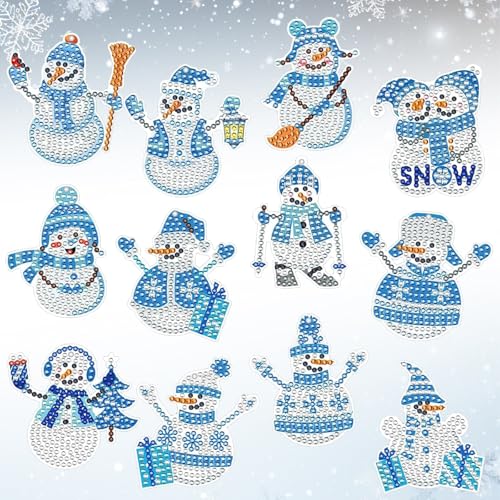 JWTRSVTY 12 PCS Schneemann Diamond Painting Anhänger, 5D Diamant Painting Bilder Schneemann Anhänger, Weihnachten Diamond Painting Schlüsselanhänger DIY Set,für Weihnachten Weihnachtsbaum DIY Deko JWTRSVTY 12 PCS Schneemann Diamond Painting Anhänger, 5D Diamant Painting Bilder Schneemann Anhänger, Weihnachten Diamond Painting Schlüsselanhänger DIY Set,für Weihnachten Weihnachtsbaum DIY Deko von JWTRSVTY