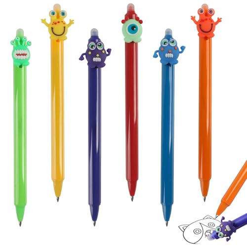 JWTRSVTY 6 PCS Monster Radierbare Stifte, Monster Radierbarer Tintenroller, 0,5mm Blau Einziehbarer Cartoon Kugelschreiber, Kawaii Monster Schreibwaren, für Kinder Schule Büro Office Geschenke JWTRSVTY 6 PCS Monster Radierbare Stifte, Monster Radierbarer Tintenroller, 0,5mm Blau Einziehbarer Cartoon Kugelschreiber, Kawaii Monster Schreibwaren, für Kinder Schule Büro Office Geschenke von JWTRSVTY