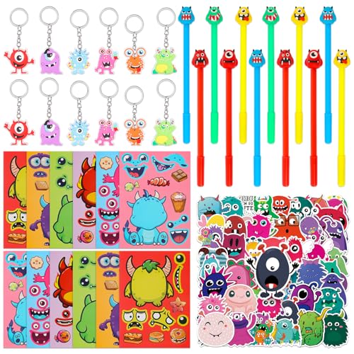 JWTRSVTY 86PCS Monster Theme Party Geschenke, Monster Party Mitgebsel Kindergeburtstag Gastgeschenke,mit DIY Monster Stickers Schlüsselanhänger Kugelschreiber Aufkleber,für Jungen Mädchen GastGeschenk JWTRSVTY 86PCS Monster Theme Party Geschenke, Monster Party Mitgebsel Kindergeburtstag Gastgeschenke,mit DIY Monster Stickers Schlüsselanhänger Kugelschreiber Aufkleber,für Jungen Mädchen GastGeschenk von JWTRSVTY