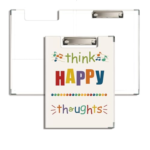 JWVK Inspirierendes Kinder-Klemmbrett-Padfolio mit Aufbewahrungstasche, Think Happy Thoughts Padfolio mit Metall-Klemmbrettern für Klassenzimmer, 31,8 x 22,9 cm von JWVK